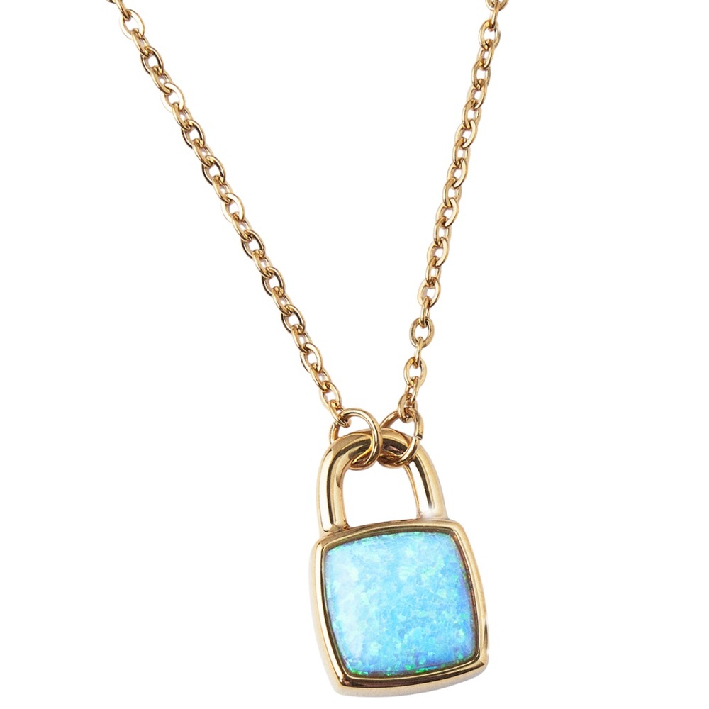 Taylor Swift The Life of A Showgirl Opalite Lock Necklace /Pouch 18K Gold Plated - Picture 4 of 7